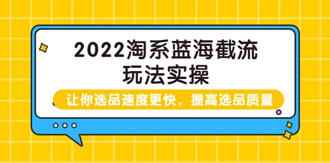 2022淘系蓝海截流玩法实操：让你选品速度更快，提高选品质量（价值599）-知享知识库