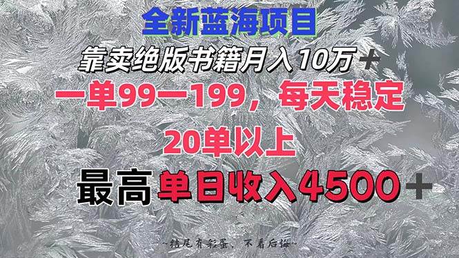 (12512期)靠卖绝版书籍月入10W+,一单99-199,一天平均20单以上,最高收益日入4500+-知享知识库