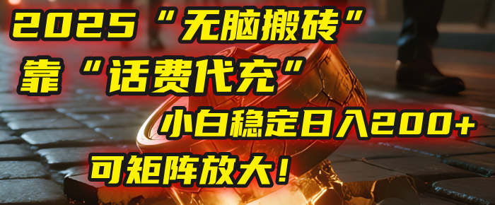 无脑搬砖项目：靠“话费代充”，小白稳定日入200+，可矩阵放大！-知享知识库