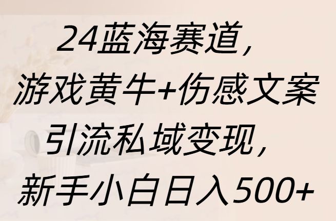 24蓝海赛道,游戏黄牛+伤感文案引流私域变现,新手日入500+-知享知识库