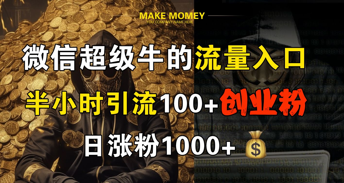 微信超级牛的流量入口，半小时引流100+创业粉，日涨粉1000+-知享知识库