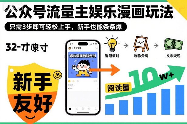 公众号流量主娱乐漫画玩法,只需3步即可轻松上手,新手也能条条爆-知享知识库