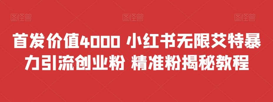 首发价值4000 小红书无限艾特暴力引流创业粉 精准粉揭秘教程-知享知识库