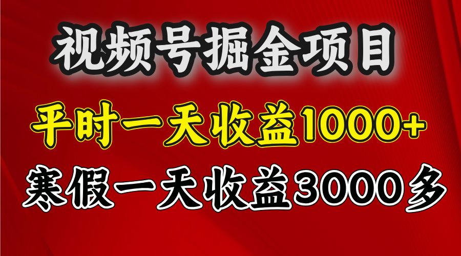 视频号掘金项目，寒假一天收益3000多-知享知识库