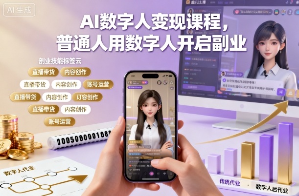 AI数字人变现课程,普通人用数字人开启副业-知享知识库