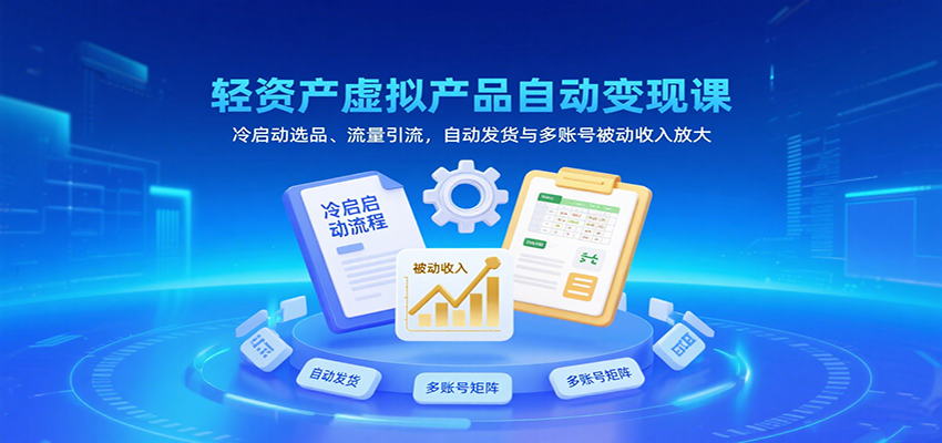 轻资产虚拟产品自动变现课,冷启动选品、流量引流,自动发货与多账号被动收入放大-知享知识库