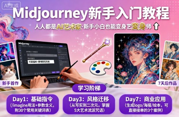 midjourney新手入门教程：人人都是AI艺术家，新手小白也能变身艺术大师-知享知识库