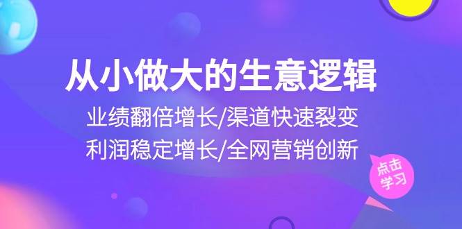 从小做大生意逻辑：业绩翻倍增长/渠道快速裂变/利润稳定增长/全网营销创新-知享知识库