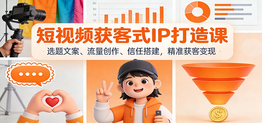 短视频获客式IP打造课：选题文案、流量创作、信任搭建，精准获客变现-知享知识库