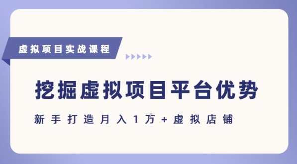 抓住虚拟项目各平台优势，新手轻松月入1W+(给出具体建议)-知享知识库