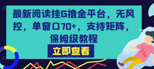 最新阅读挂G撸金平台，无风控，单窗口70+，支持矩阵，保姆级教程【揭秘】-知享知识库