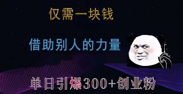 仅需一块钱，借助别人的力量，单日引爆300+创业粉、兼职粉【揭秘】-知享知识库