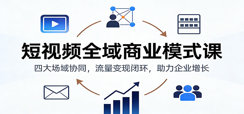 短视频全域商业模式课：四大场域协同，流量变现闭环，助力企业增长-知享知识库