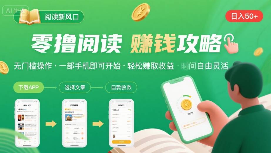 零撸阅读新风口，无门槛轻松挣，一部手机，日入 50-3张【揭秘】-知享知识库