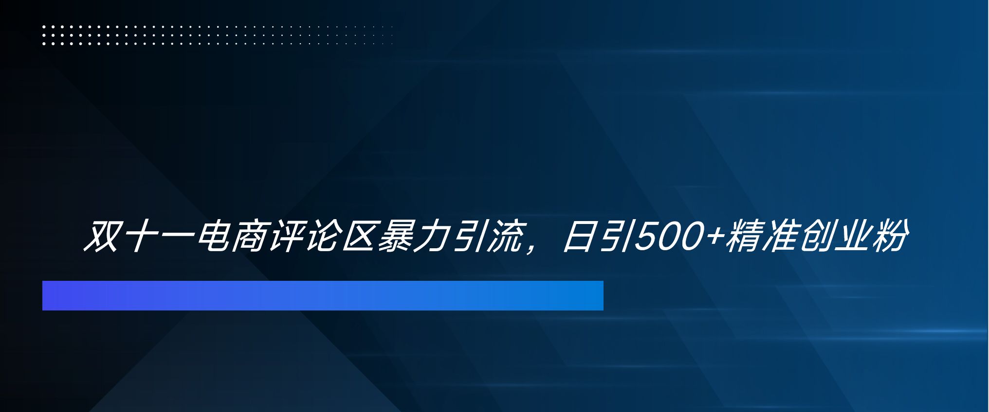 双十一电商评论区暴力引流,日引500+精准创业粉!!!-知享知识库