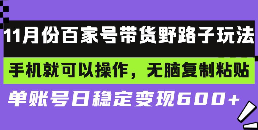 （13281期）百家号带货野路子玩法 手机就可以操作，无脑复制粘贴 单账号日稳定变现…-知享知识库