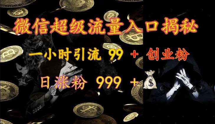 微信超级流量入口揭秘：一小时引流 99 + 创业粉，日涨粉 999 +-知享知识库