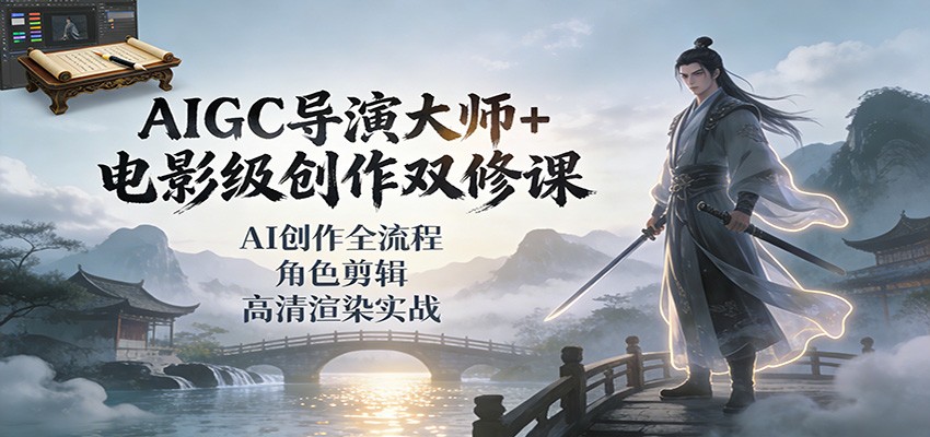 AIGC导演大师+电影级创作双修课：AI创作全流程、角色剪辑、高清渲染实战-知享知识库