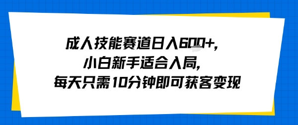成人技能赛道日入多张，小白新手适合入局，每天只需10分钟即可获客变现-知享知识库