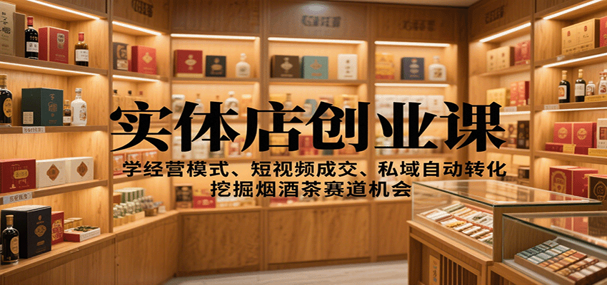 实体店创业课:学经营模式、短视频成交、私域自动转化,挖掘烟酒茶赛道机会-知享知识库