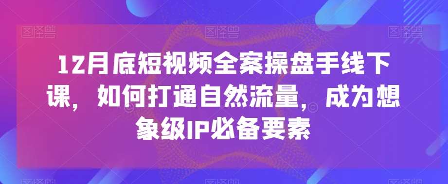 12月底短视频全案操盘手线下课，如何打通自然流量，成为想象级IP必备要素-知享知识库