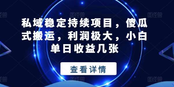 私域稳定持续项目，傻瓜式搬运，利润极大，小白单日收益几张【揭秘】-知享知识库