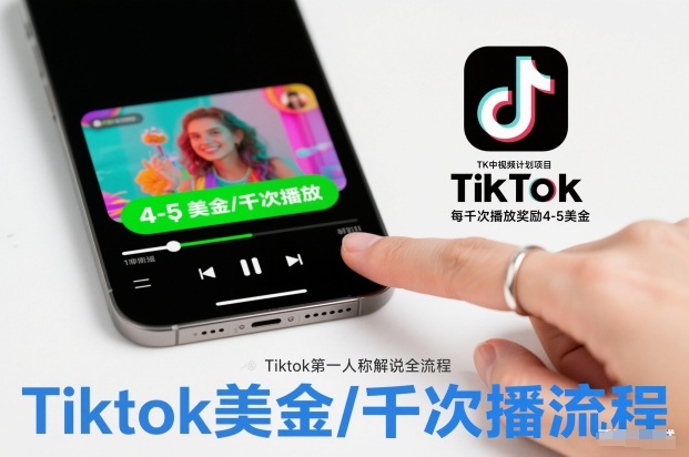 TK中视频计划项目，Tiktok第一人称解说流程，每干次播放奖励4-5美金-知享知识库