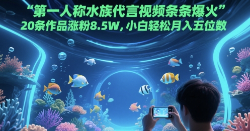 第一人称水族代言视频条条爆火,20条作品涨粉8.5W,小白轻松月入五位数-知享知识库