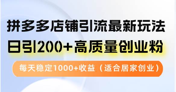 （12893期）拼多多店铺引流最新玩法，日引200+高质量创业粉，每天稳定1000+收益（…-知享知识库