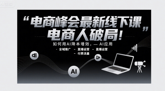 电商峰会最新线下课，电商人破局，如何用AI降本增效，AI应用-全域推广-直播运营-付费流量-知享知识库