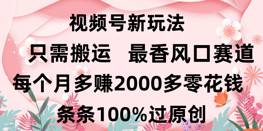 日入2000+，条条100%过原创，视频号最香风口赛道，小白轻松上手-知享知识库