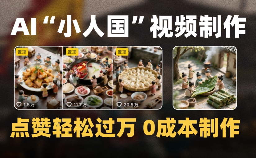 爆款1000W+微缩景观迷你小人国AI视频,0成本制作全流程教学-知享知识库
