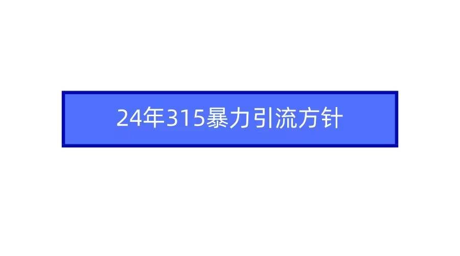 (9398期)2024年315暴力引流方针-知享知识库