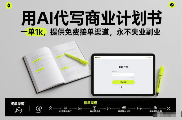 用AI代写商业计划书，一单1k，提供免费接单渠道，永不失业副业-知享知识库