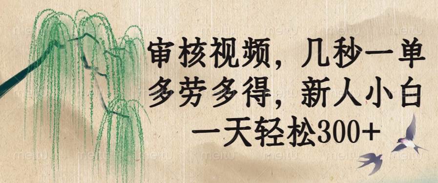 （14202期）审核视频，几秒一单，多劳多得，新人小白一天轻松300+-知享知识库