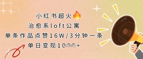 小红书超火的治愈系loft公寓,单条作品点赞16W,3分钟一条,单日变现数张-知享知识库