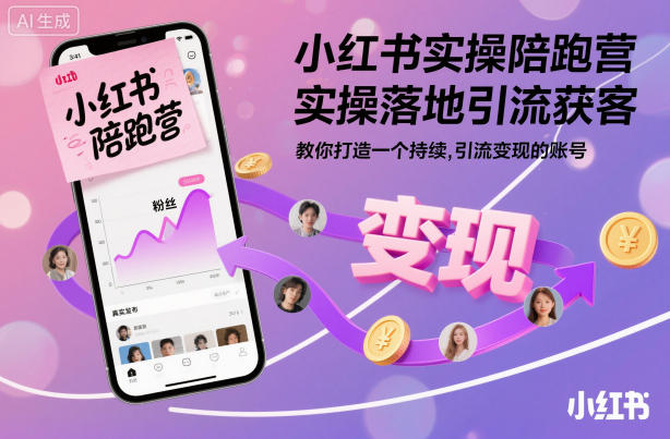 小红书实操陪跑营,实操落地引流获客,教你打造一个持续引流变现的账号-知享知识库