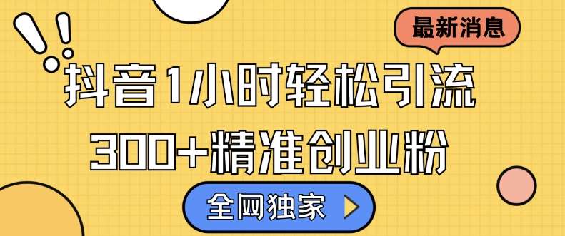 全网独家抖音引流，轻松日引300+精准创业粉【揭秘】-知享知识库