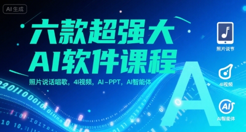 六款超强大AI软件课程,照片说话唱歌,4I视频,AI-PPT,AI智能体-知享知识库