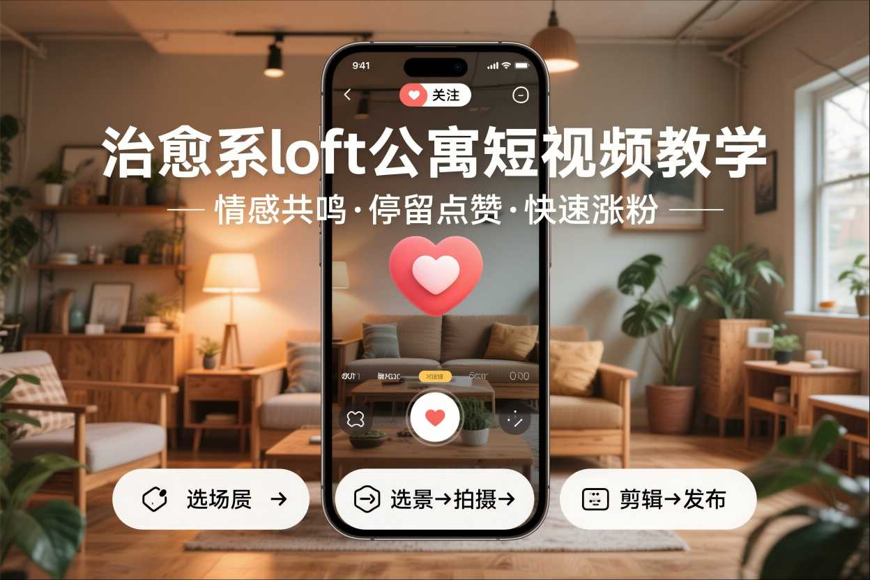 治愈系loft公寓短视频制作教学,情感共鸣引停留点赞关注,快速起号涨粉-知享知识库