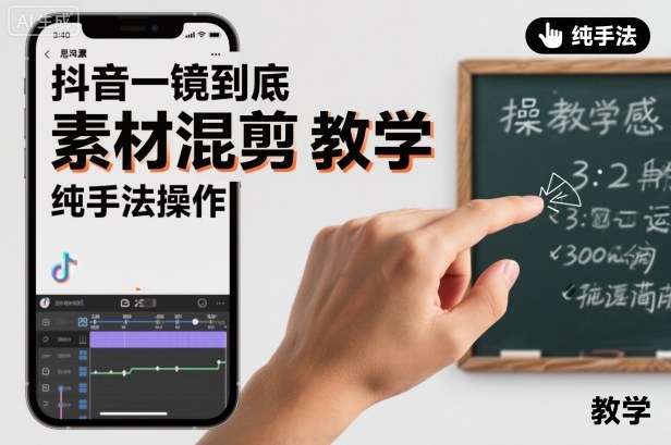 抖音一镜到底素材混剪教学,纯手法操作-知享知识库