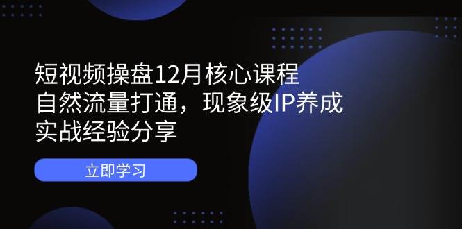 （14447期）短视频操盘12月核心课程：自然流量打通，现象级IP养成，实战经验分享-知享知识库