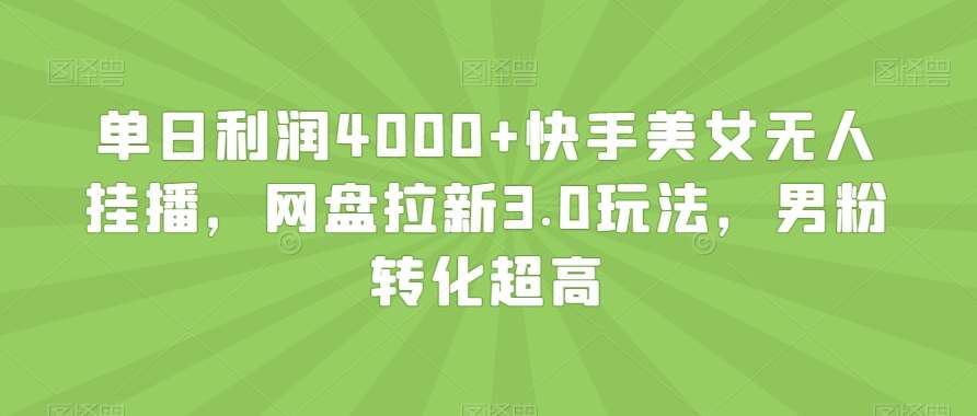 单日利润4000+快手美女无人挂播，网盘拉新3.0玩法，男粉转化超高【揭秘】-知享知识库