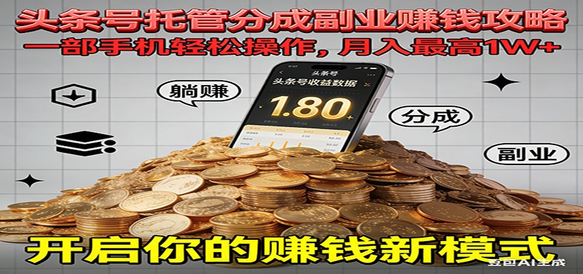 全程托管今日头条，一部手机就可以开干，最高躺赚1W+-知享知识库