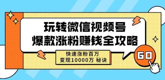 玩转微信视频号爆款涨粉赚钱全攻略，快速涨粉百万变现万元秘诀-知享知识库
