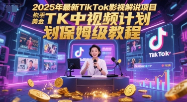 2025年最新TikTok影视解说项目，新手也能挣美金，TK中视频计划保姆级教程-知享知识库