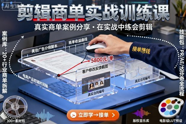 剪辑商单实战训练课，真实商单案例分享，在实战中练会剪辑-知享知识库