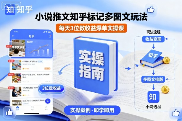 小说推文知乎标记多图文玩法,每天3位数收益爆单实操课-知享知识库
