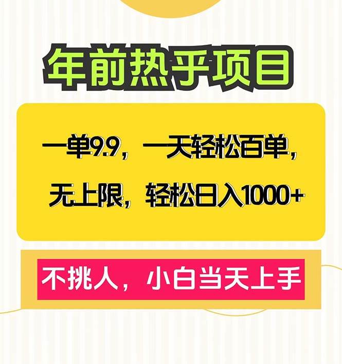（13795期）一单9.9，一天百单无上限，不挑人，小白当天上手，轻松日入1000+-知享知识库