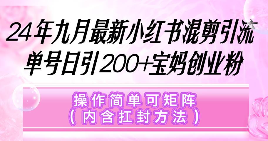（12530期）小红书混剪引流，单号日引200+宝妈创业粉，操作简单可矩阵（内含扛封…-知享知识库